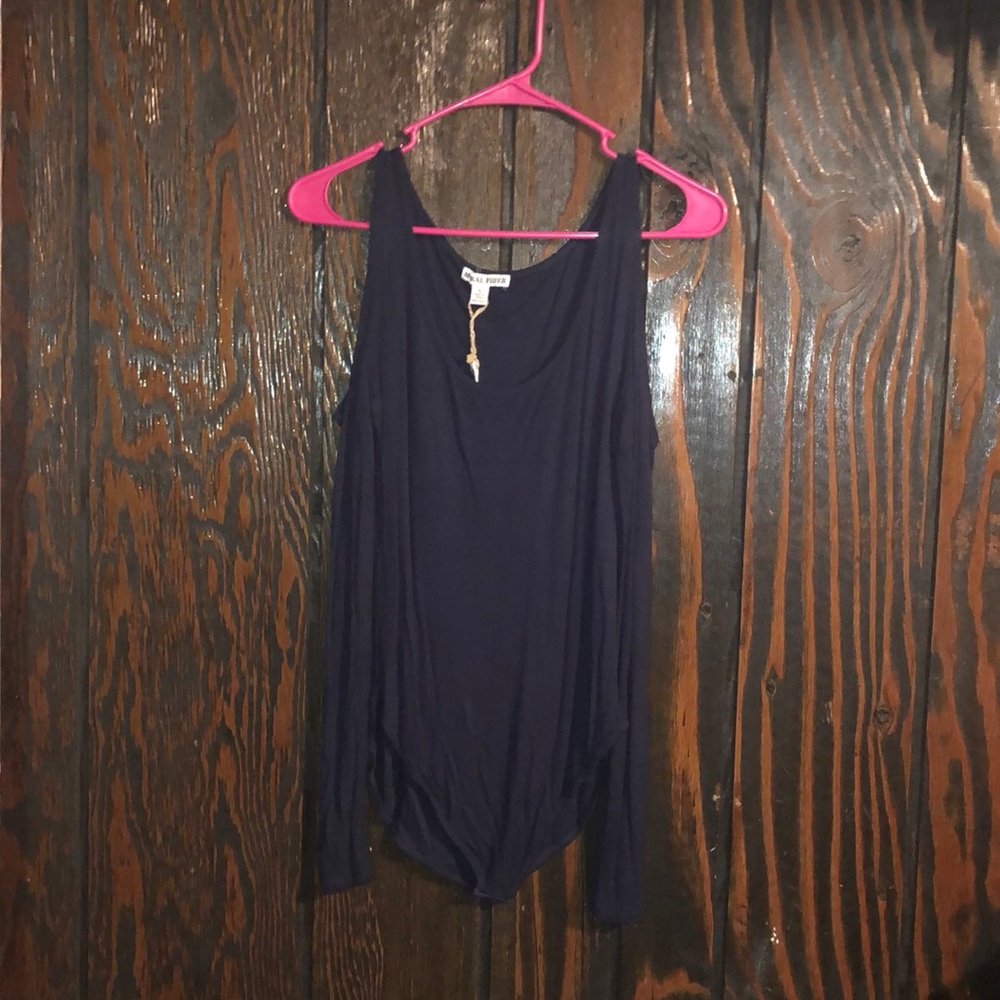 Navy blue off the shoulder body shirt